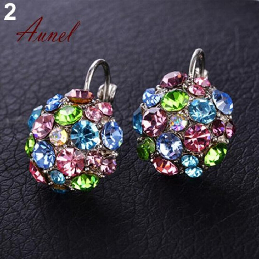 (multicolor) Vogue Cubic Zirconia Ball Eardrop Leverback Earrings Party Jewelry
