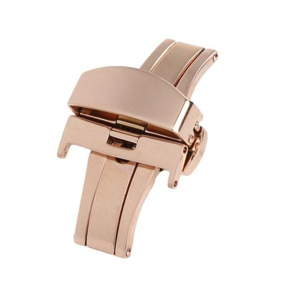 Maxpower (Rose 22Mm) Stainless Steel Flip Lock Butterfly Deployment Clasp Watch Deployant Buckle Gold