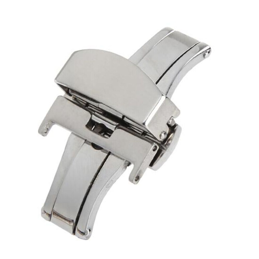 Maxpower (, 20Mm) Stainless Steel Flip Lock Butterfly Deployment Clasp Watch Deployant Buckle Silver