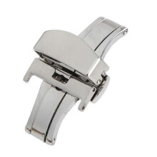 (silver, 24mm) Stainless Steel Flip Lock Butterfly Deployment Clasp Watch Deployant Buckle