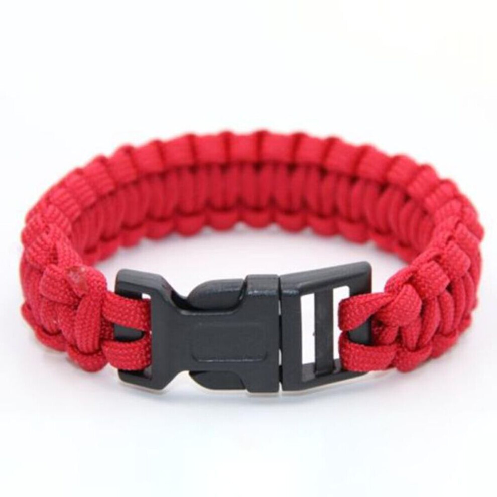 (red) Rui Rui Yu Parachute Cord Survival Bracelet With Emergency Hiking Paracord Bracelet Buckle Kit Rope Wristband
