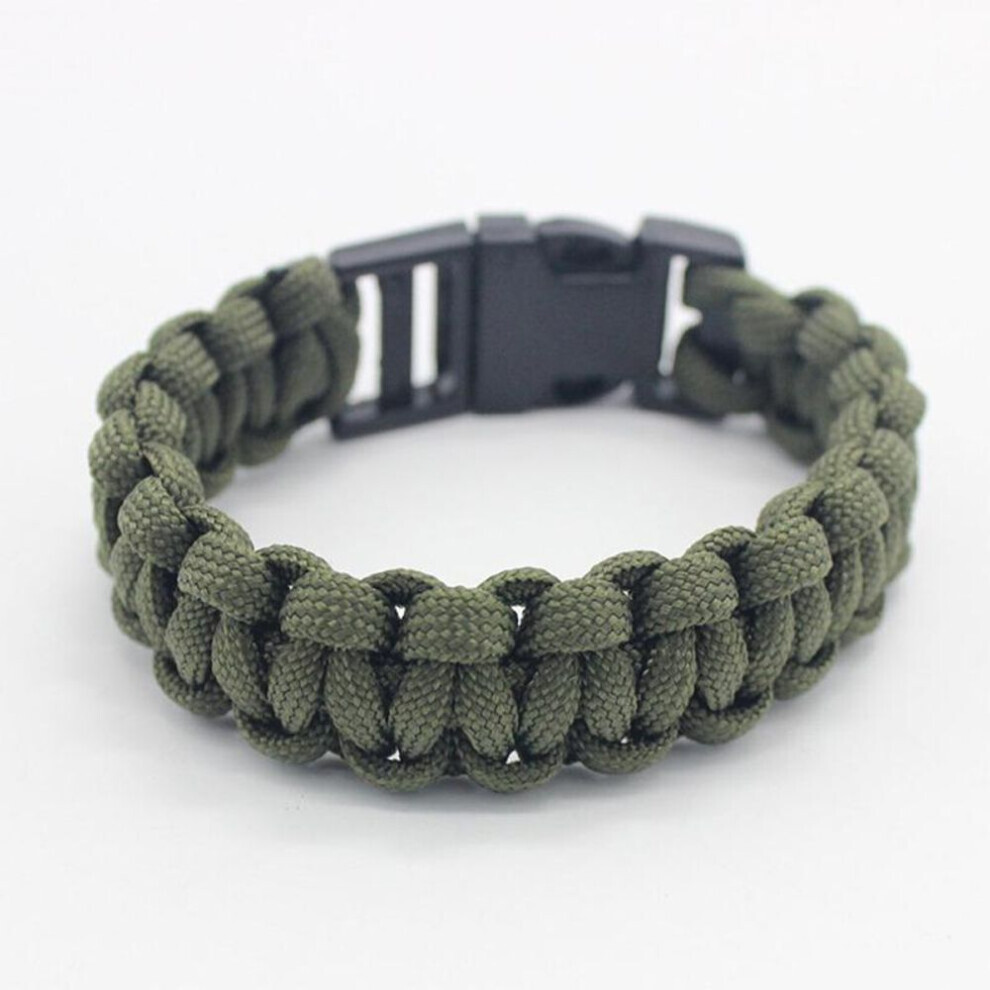 (army green) Rui Rui Yu Parachute Cord Survival Bracelet With Emergency Hiking Paracord Bracelet Buckle Kit Rope Wristband