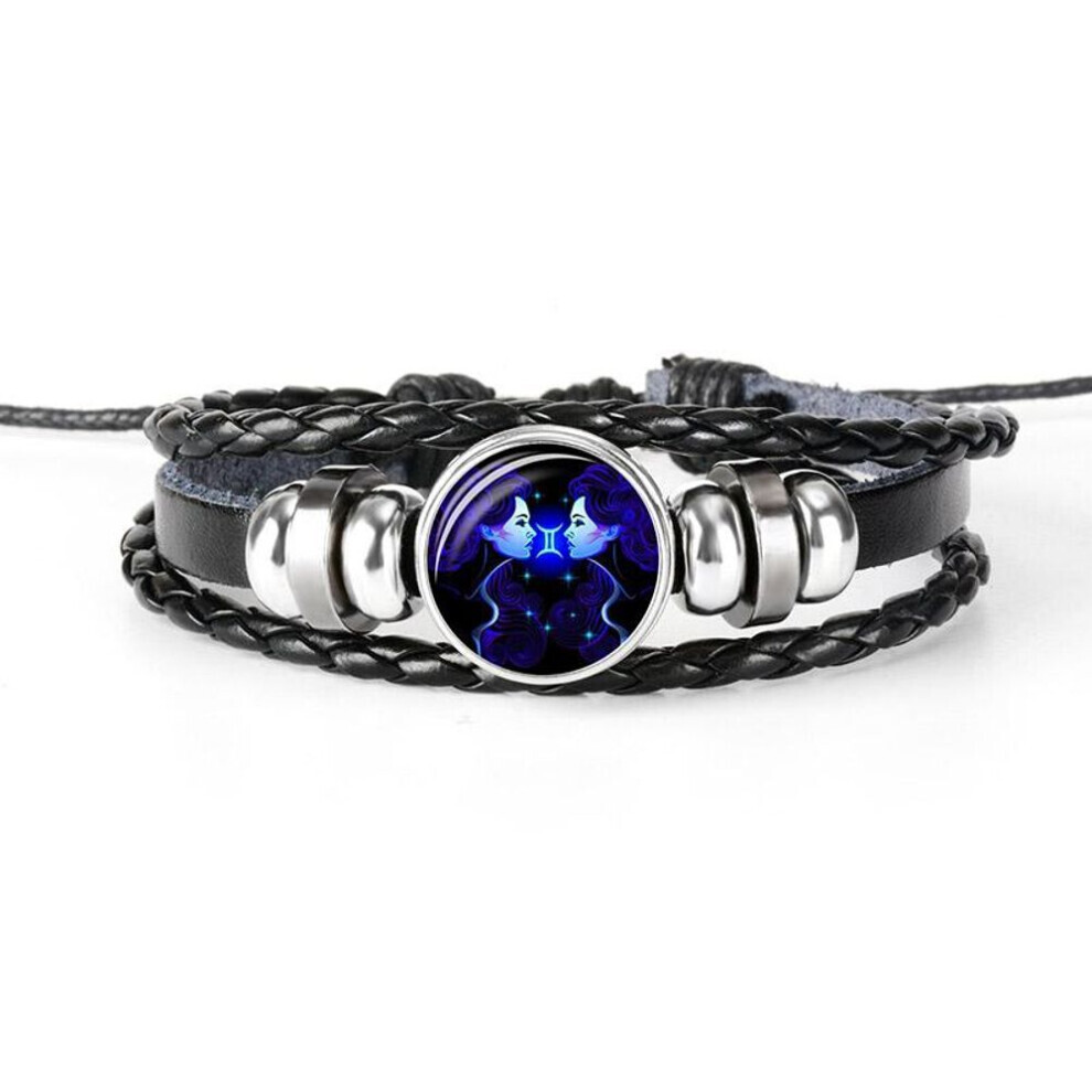 Maxpower (As The Picture, Gemini) 12 Constellation Handmade Leather Bracelet Woven Multi-Layer Punk Twelve Zodiac Couple Bracelet Not,Specified