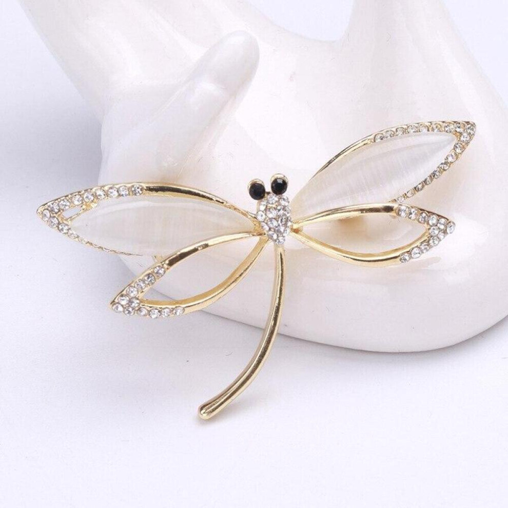 Maxpower (As The Picture) Blucome Creative New Opal Dragonfly Brooch Fashion Alloy Insect Pin Ladies Coat Sweater Clothing Accessories