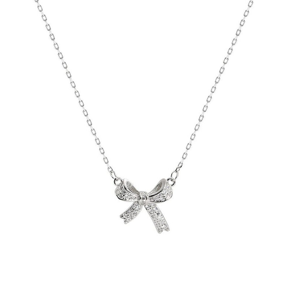 Maxpower (Silver) Bow Pendent Sweater Chain Women Necklace Korean Style Necklace Girl Choker Fashion Jewelry Silver