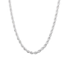 (45cm) 16/18/20/22/24 Inch 4mm Twisted Rope Chain 925 Sterling Silver Wedding Necklace
