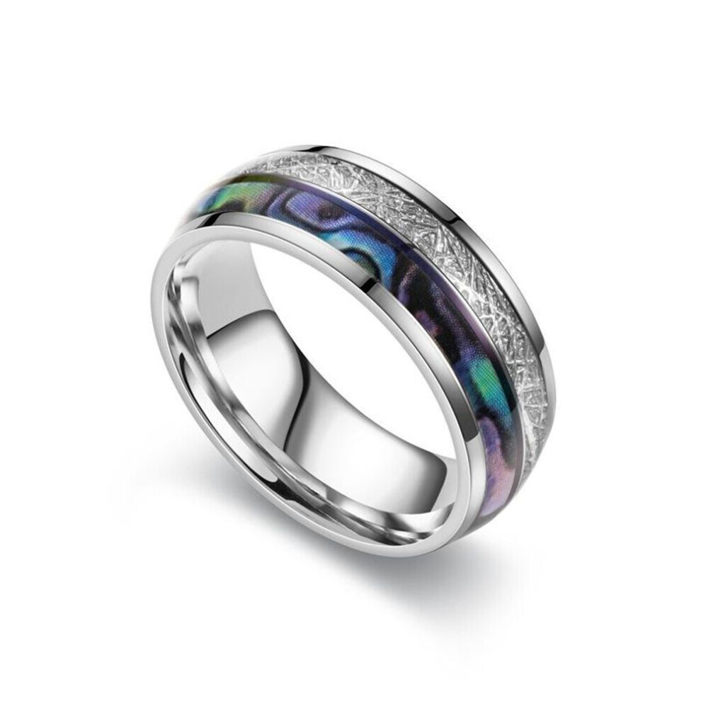 (blue, 6) Titanium Steel Men&apos;s Ring Fashion Retro Stainless Steel Ring Hand Accessories