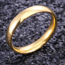 (gold, 7) 4mm Polished Stainless Steel Wedding Engagement Ring Simple Couple Picky Gifts