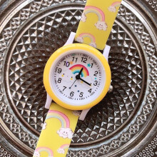 (yellow) New Rainbow Cloud Printed Silicone Band Children Watch Girl Cute Cartoon Quartz Watches Boys Girl Watch