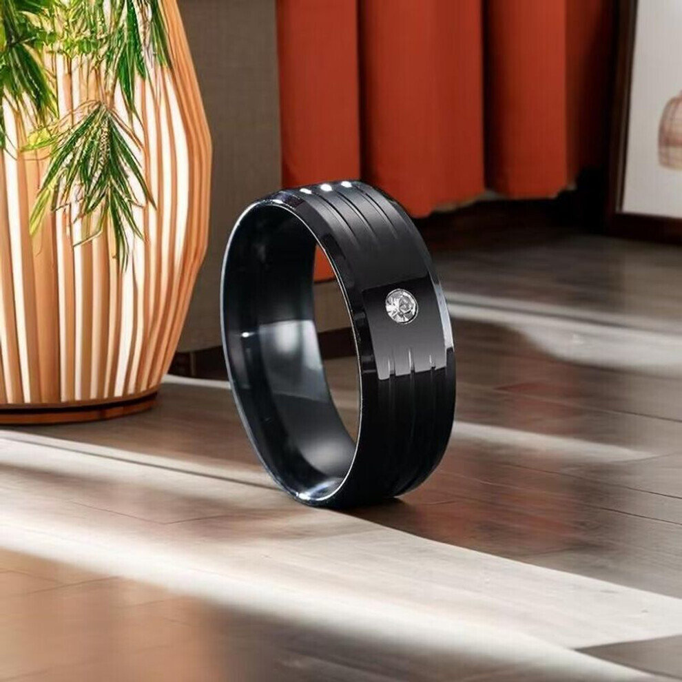 (black, 11) New Fashion Titanium Steel Ring With Diamond Personality Men&apos;s Ring Ring Accessories