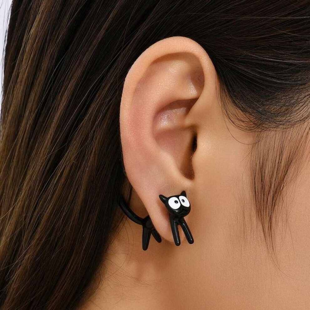 (black) 2023 New Funny Small Black Cat Earring For Women Girl Fashion Cute Animal Earrings Fashion Party Jewelry Gifts