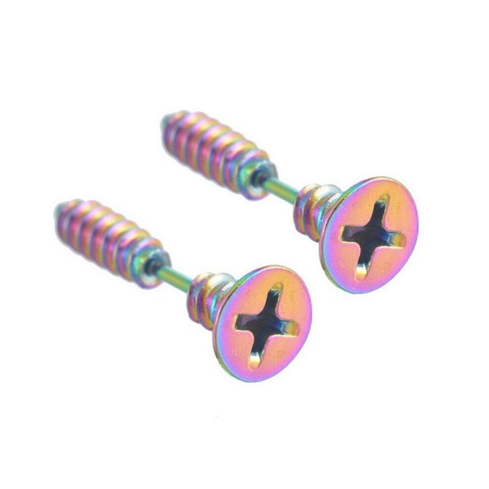 Maxpower (Multicolor, 1Pair) 1 Pair Unisex Women Men Punk Stainless Steel Cross Screw Ear Studs Earrings Gold