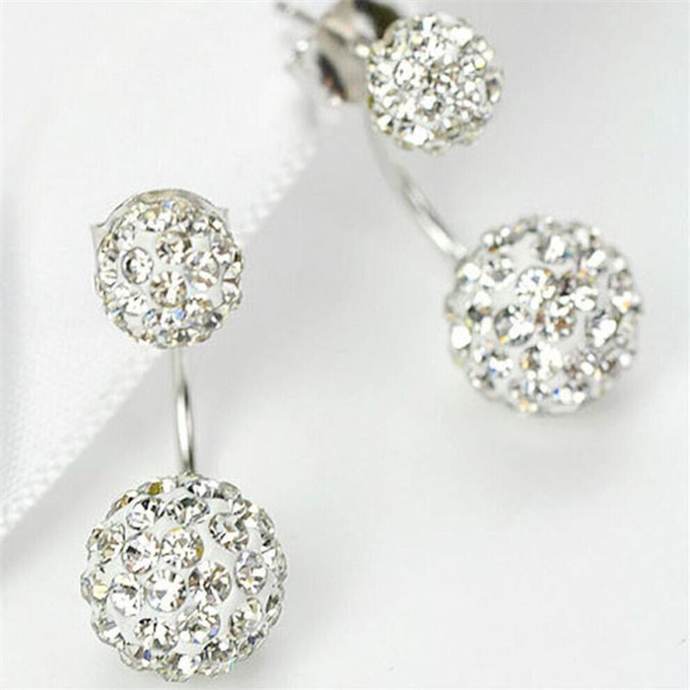 Maxpower (White) 1 Pair Women Fashion Earrings Hypoallergenic Shaba Ball Ear Studs Dangle Gift For Women