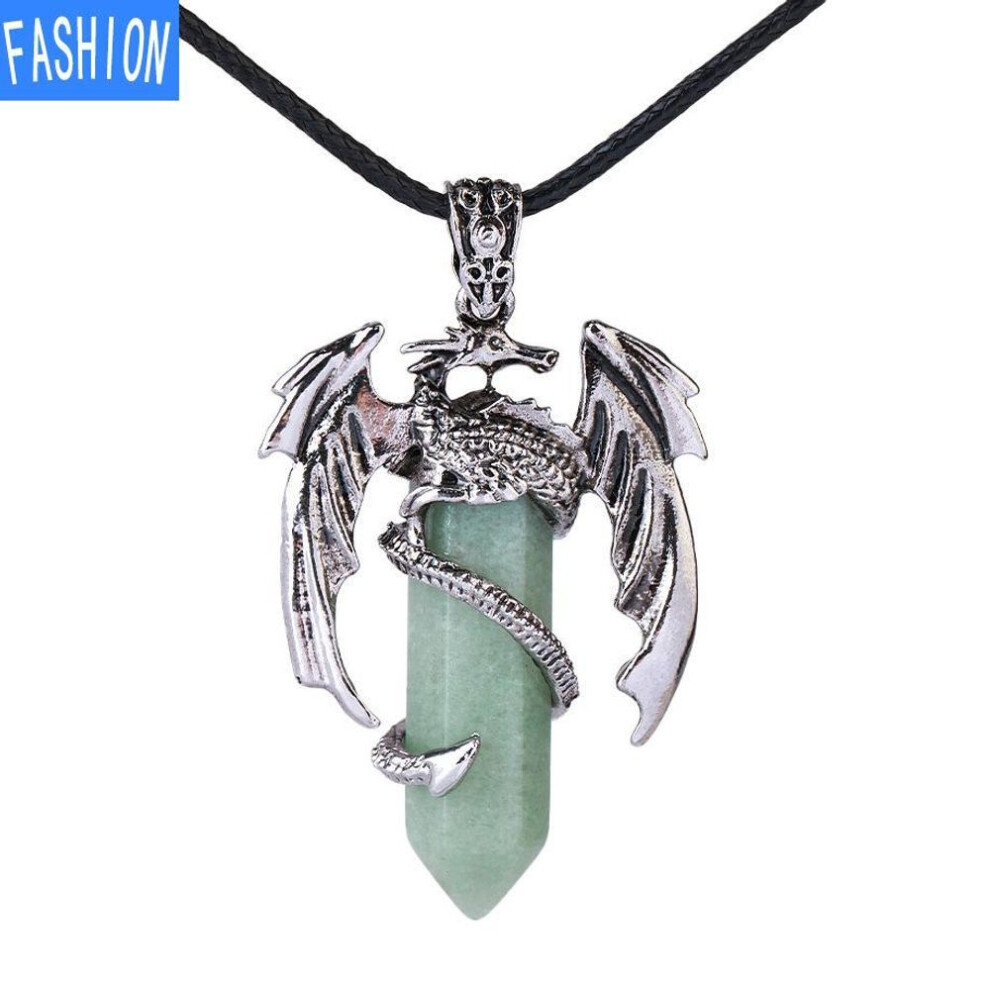 Maxpower (Aventurine) Dragon Pendant Necklace For Men Women Cool Healing Crystal Amethyst Necklace Natural Rose Quartz Necklace Western Dragon Jewelry Purple,Not,Specified