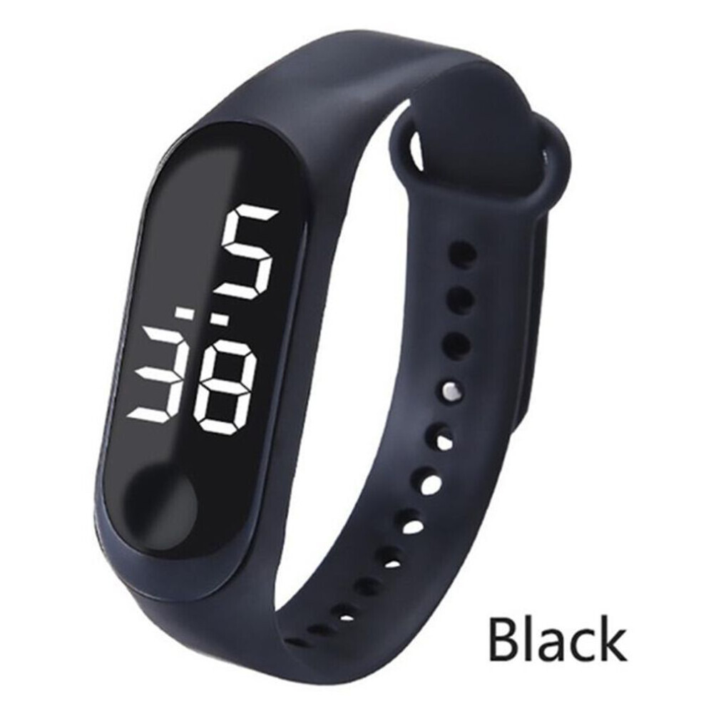 (black) 6 Color Led Digital Watch Touch Screen Wrist Watch Bracelet Sports Casual Electronic Watch Sport Watch