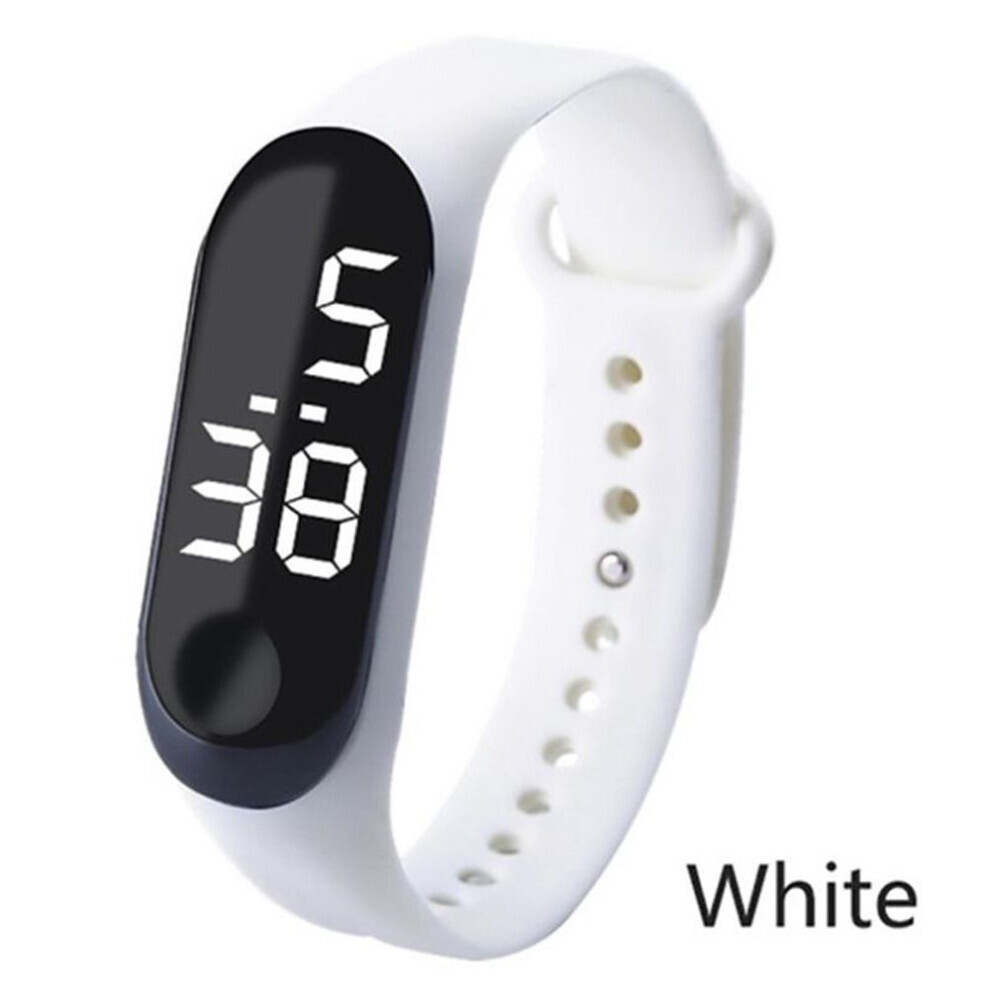 (white) 6 Color Led Digital Watch Touch Screen Wrist Watch Bracelet Sports Casual Electronic Watch Sport Watch