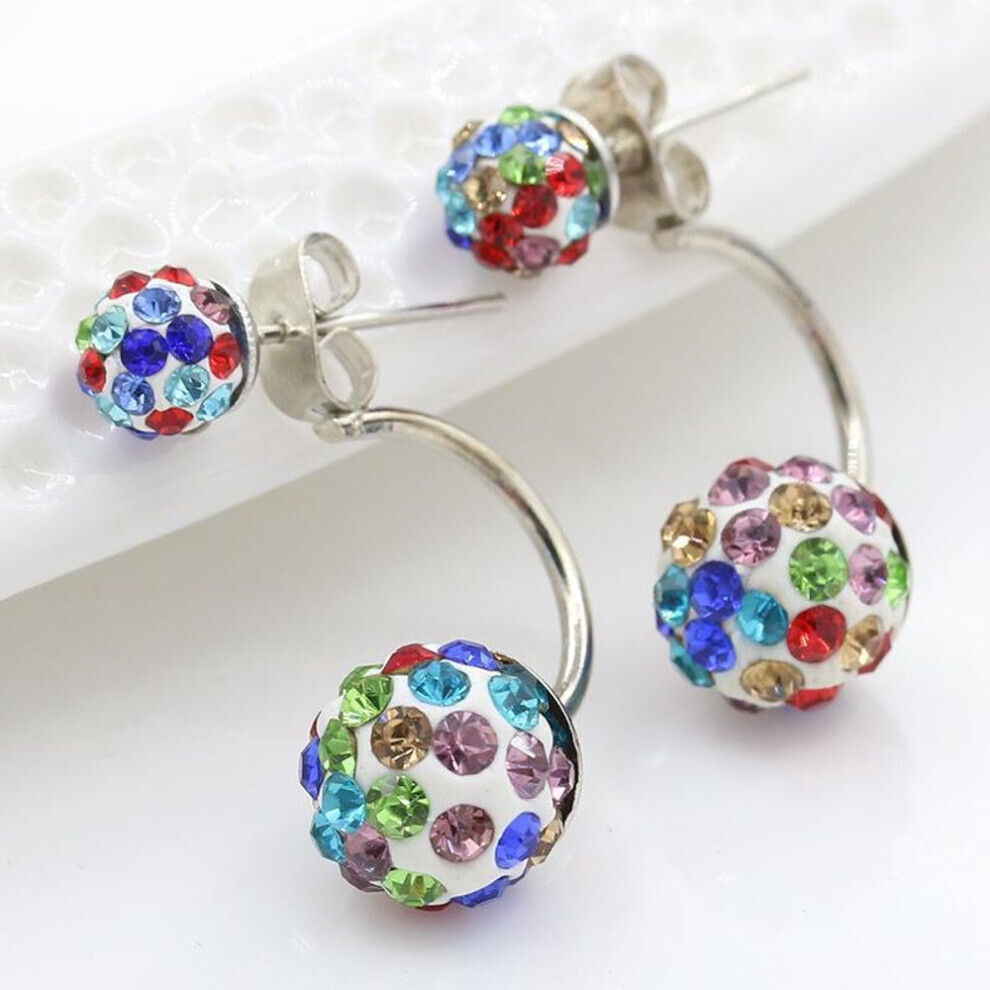 Maxpower (As The Picture, 9750) Korean Exquisite Shambhala Crystal Ball Earrings - Silver-Plated Diamond Fashion Earrings.
