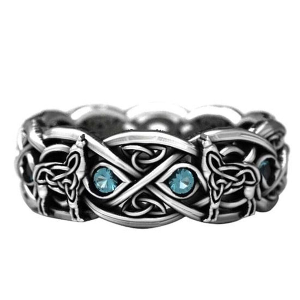 Maxpower (Silver,Black, Us 8) Ring Faux Topaz Design Inlaid Wolf Men Luxury Ring For Party