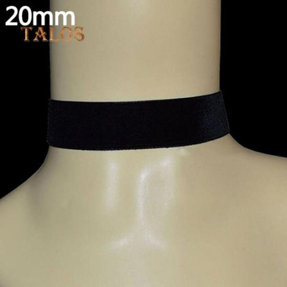 (Black Velvet 20mm) Women Lady Black Velvet Choker Gothic Necklace Simple Retro Jewelry Xmas Gift Suspension Trinket