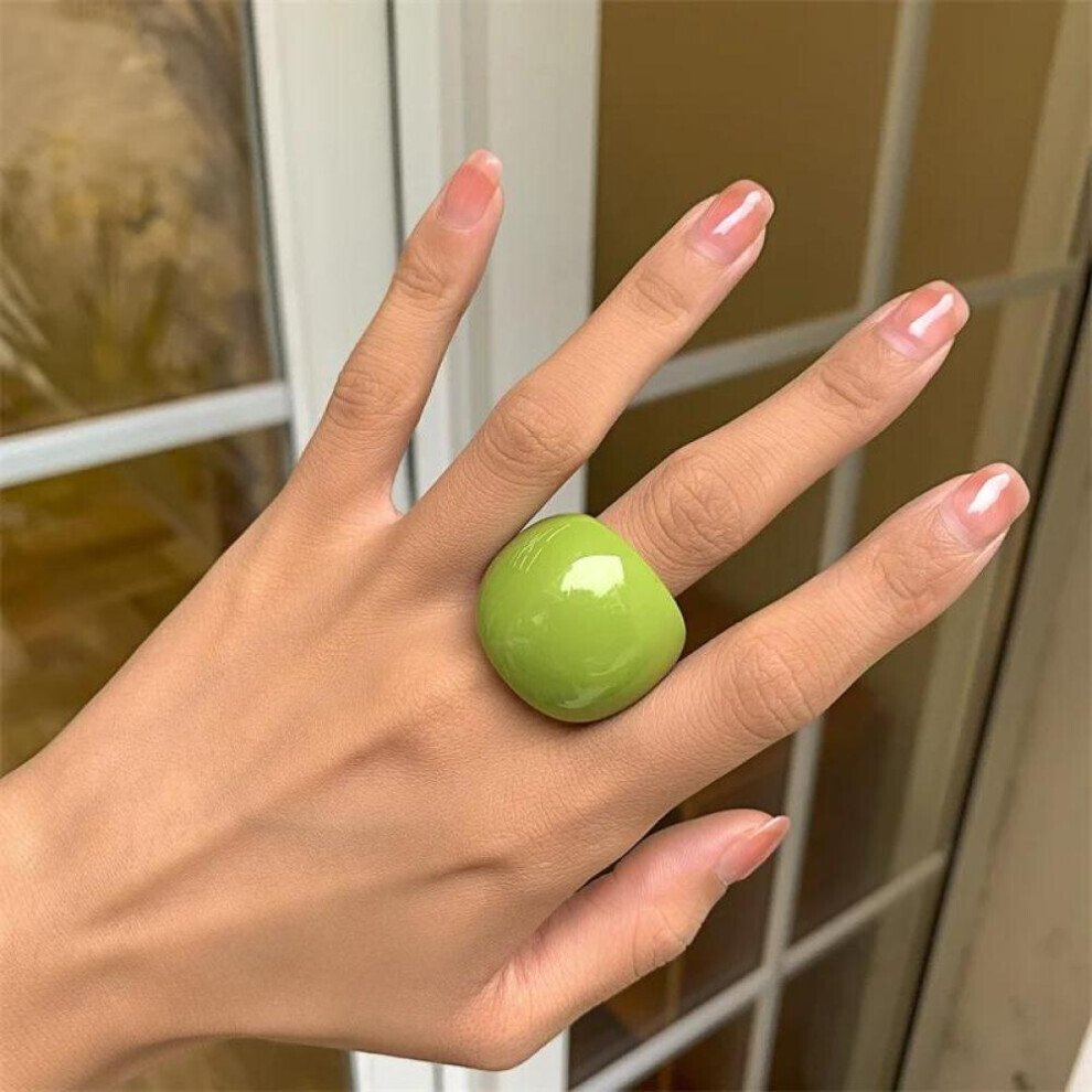 Maxpower (Green) Fashion Candy Color Acrylic Ring Exaggerated Geometric Ring Hand Jewelry Women's Accessories Green