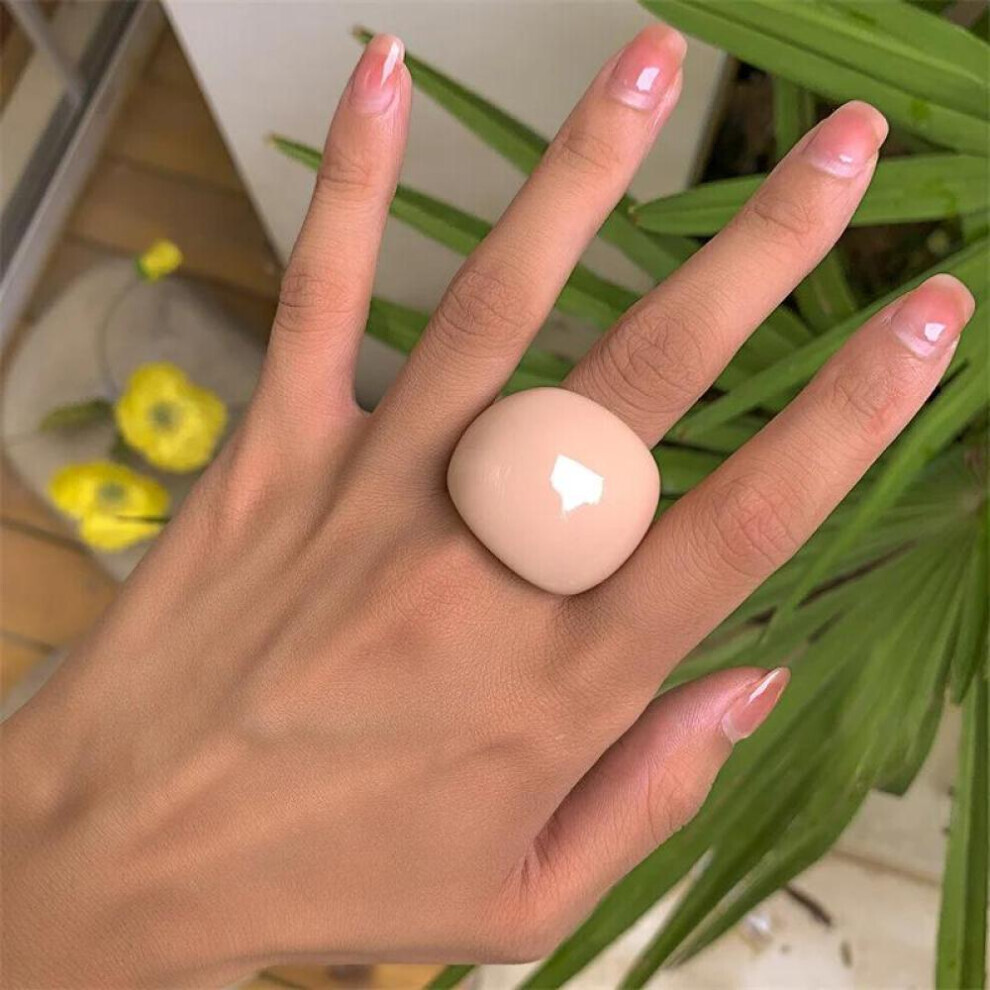 Maxpower (Pink) Fashion Candy Color Acrylic Ring Exaggerated Geometric Ring Hand Jewelry Women's Accessories Pink