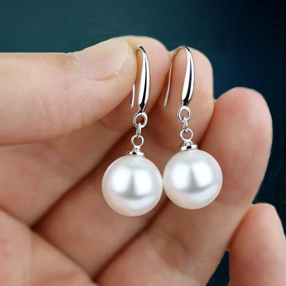 Maxpower (As The Picture, 3) Fashion Color Waterdrop Imitation Pearls Drop Earrings For Women Elegant Shinying Round Imitation Pearls Stud Earrings Silver