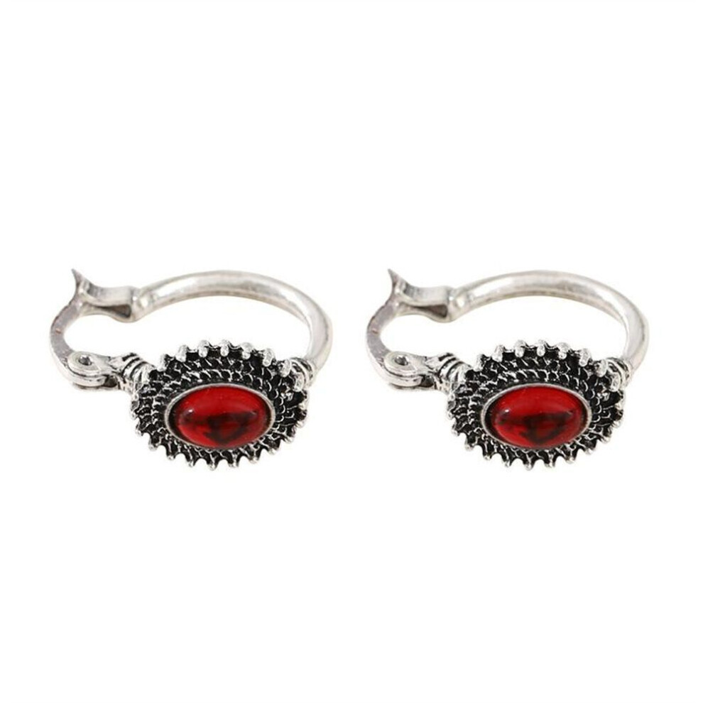 Maxpower (Red) Fashion Retro Turquoise Earrings Bohemian Antique Oval Earrings Green,Red