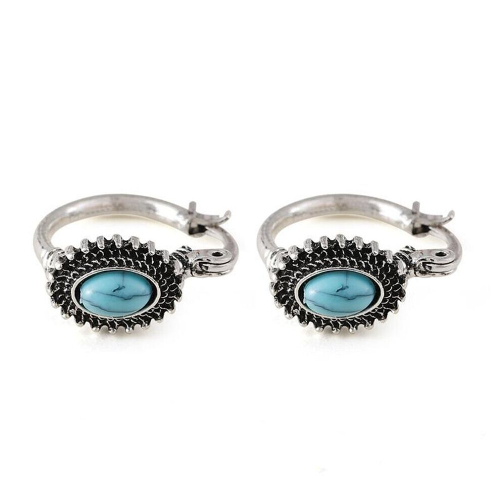 Maxpower (Blue) Fashion Retro Turquoise Earrings Bohemian Antique Oval Earrings Blue,Green