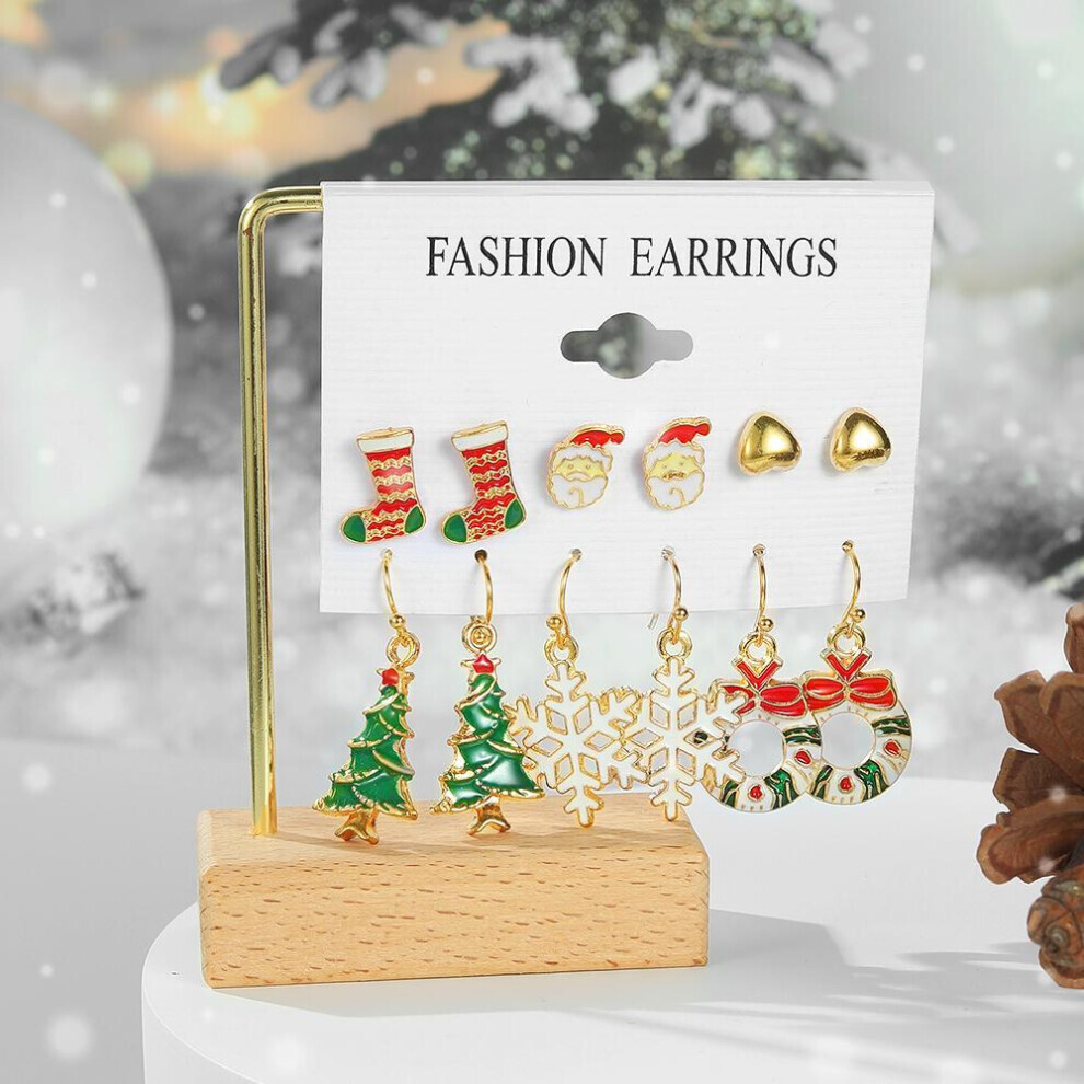 (6347) 2022 New Fashion Christmas Earring Sets Girls Christmas Candy Earrings Santa Earrings Christmas Pendant Sets Girls Students, Elk Stud Earrings Elegant