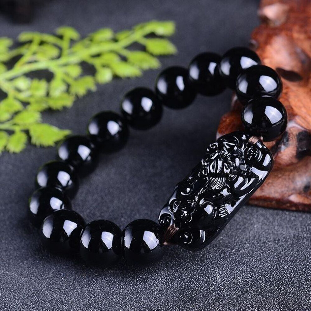 Maxpower (1Set) Pi Xiu Obsidian Stone Beads Men Women Wristband Wealth And Good Lucky Bracelets Chinese Style Jewelry Gift Black
