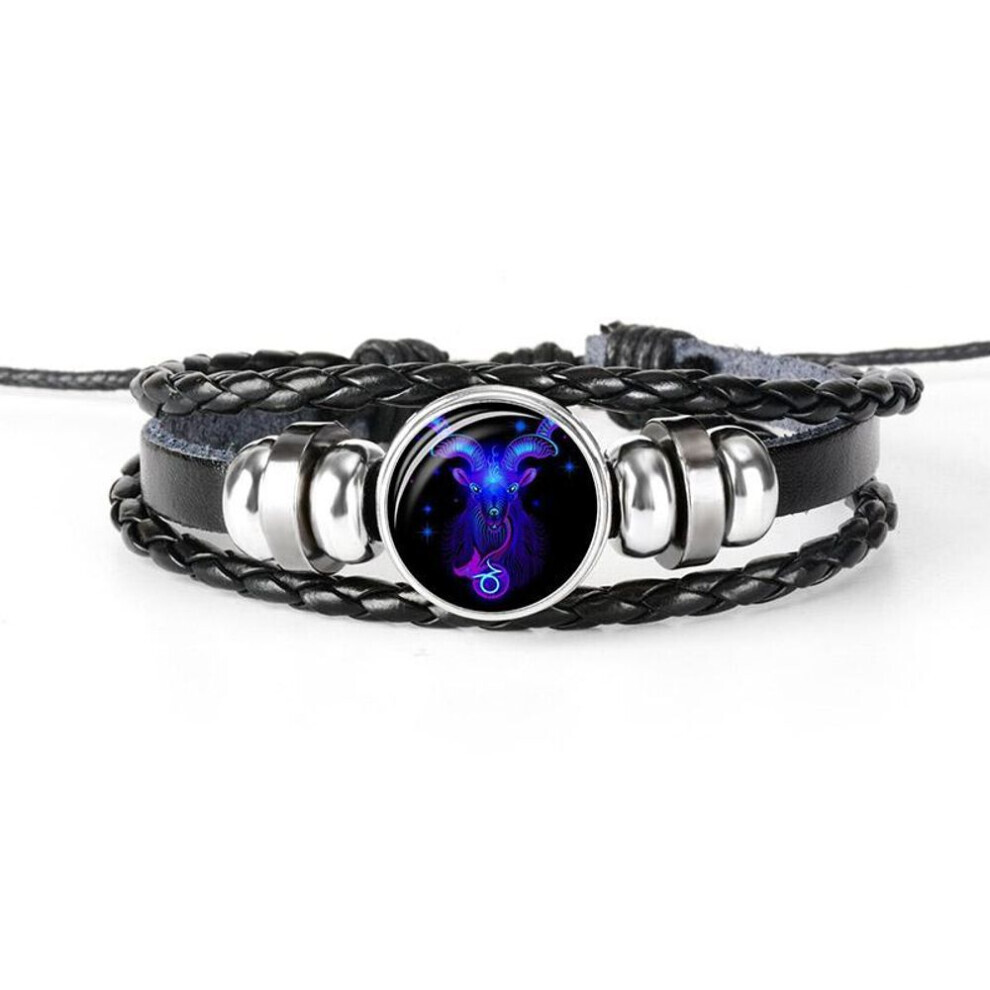 Maxpower (As The Picture, Capricorn) 12 Constellation Handmade Leather Bracelet Woven Multi-Layer Punk Twelve Zodiac Couple Bracelet Not,Specified