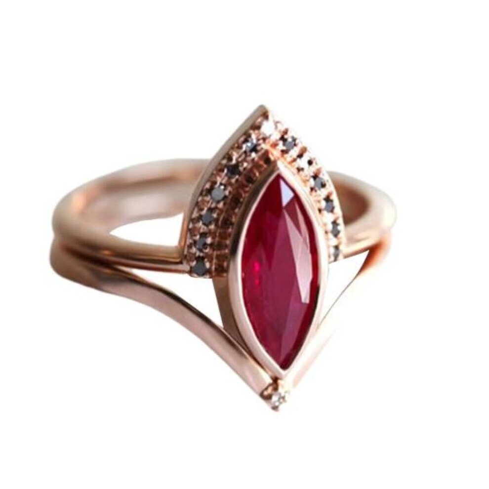 (red, US 10) Classic Engagement Rings Shiny Alloy Smooth Surface