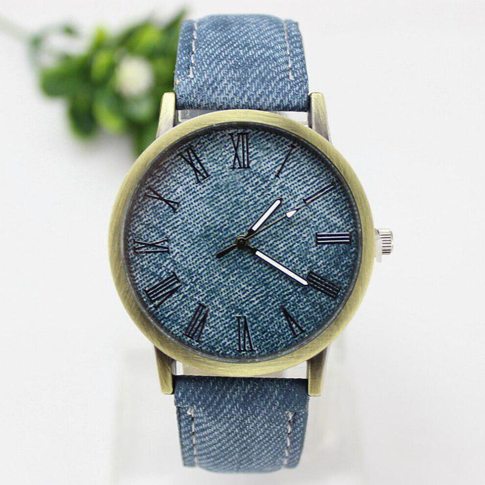 Maxpower (Blue) Trendy Unisex Watch Canvas Watches Roman Denim Belt Watch Dial Fashion Men And Women Quartz