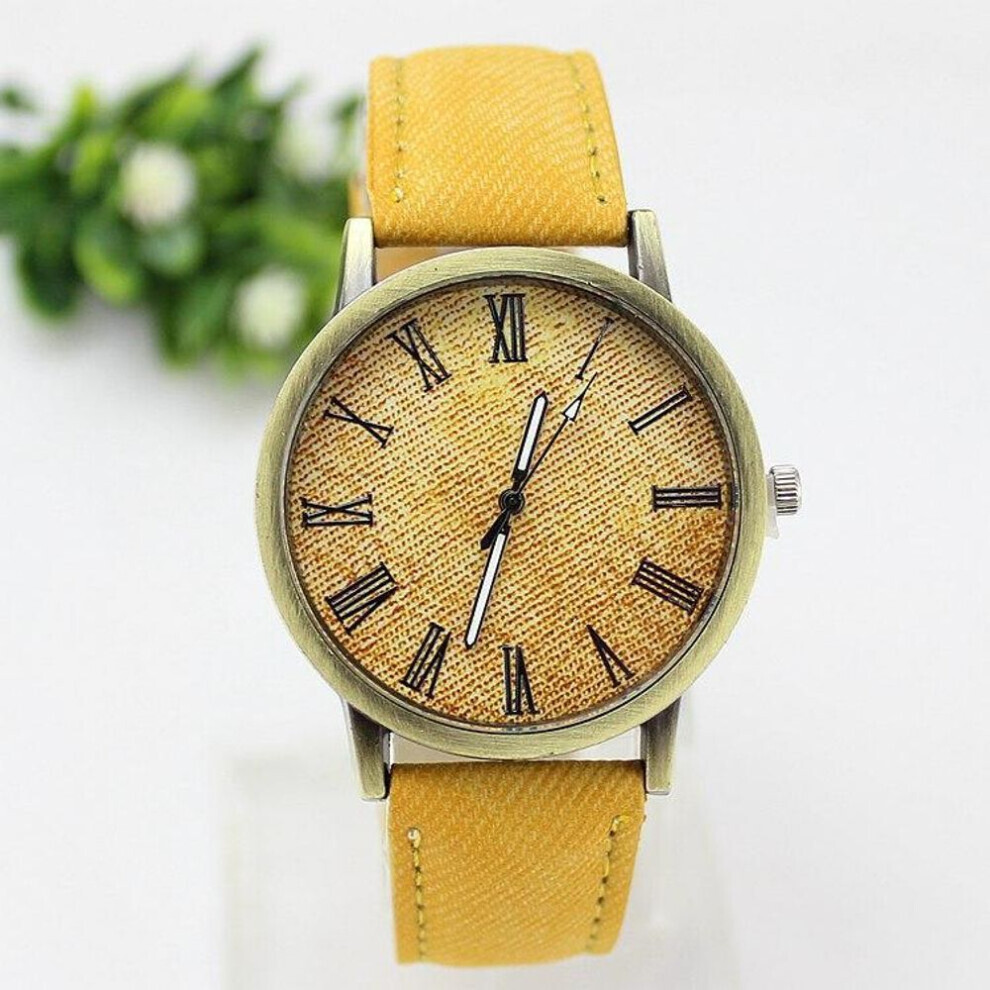 Maxpower (Yellow) Trendy Unisex Watch Canvas Watches Roman Denim Belt Watch Dial Fashion Men And Women Quartz