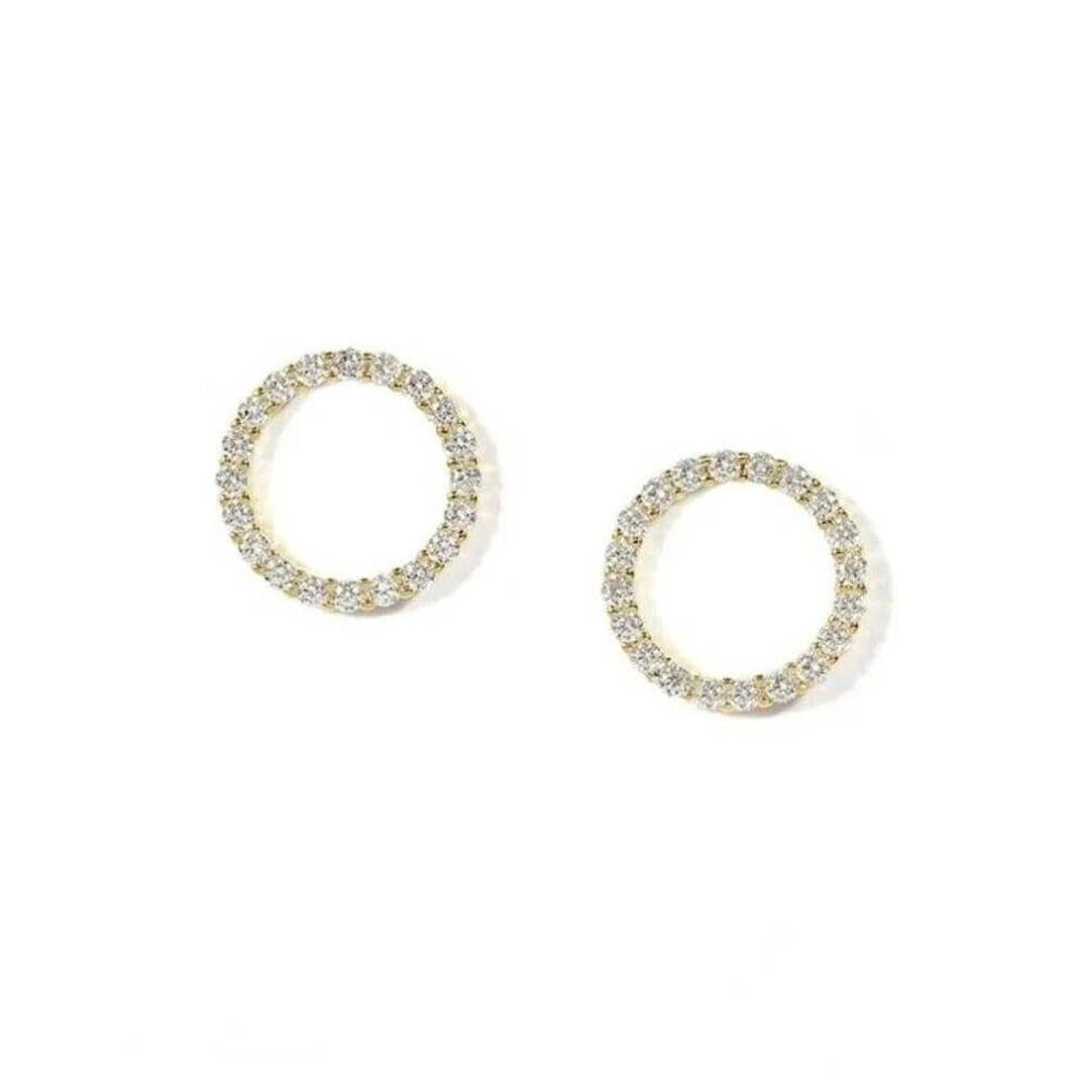 (gold) Delicate Small Circle Stud Earrings For Women Korean Fashion Earring Crystal Minimalist Jewelry Accessories