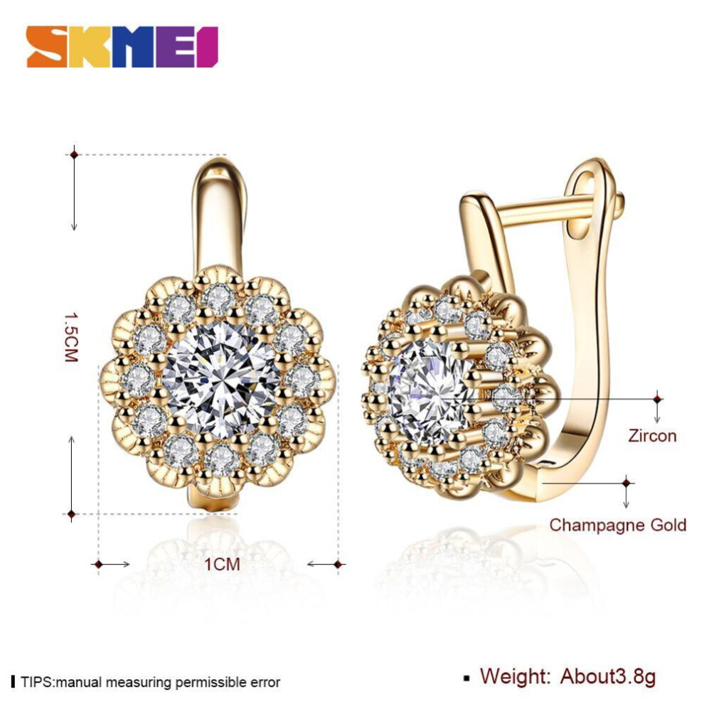 Maxpower (Brown) Skmei Flower Shaped Diamond Romantic Earrings Ear Clips Women Party Wedding Accessories Jewelry Party Gift Brown