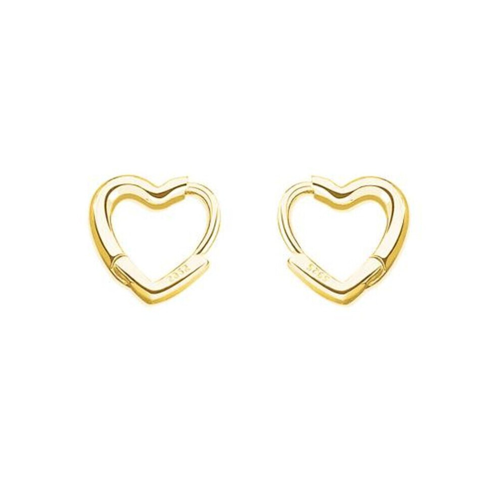 Maxpower (Golden) Earrings Heart Shape Decorating Full Luster Silver Color Simple Small Stud Earrings For Party