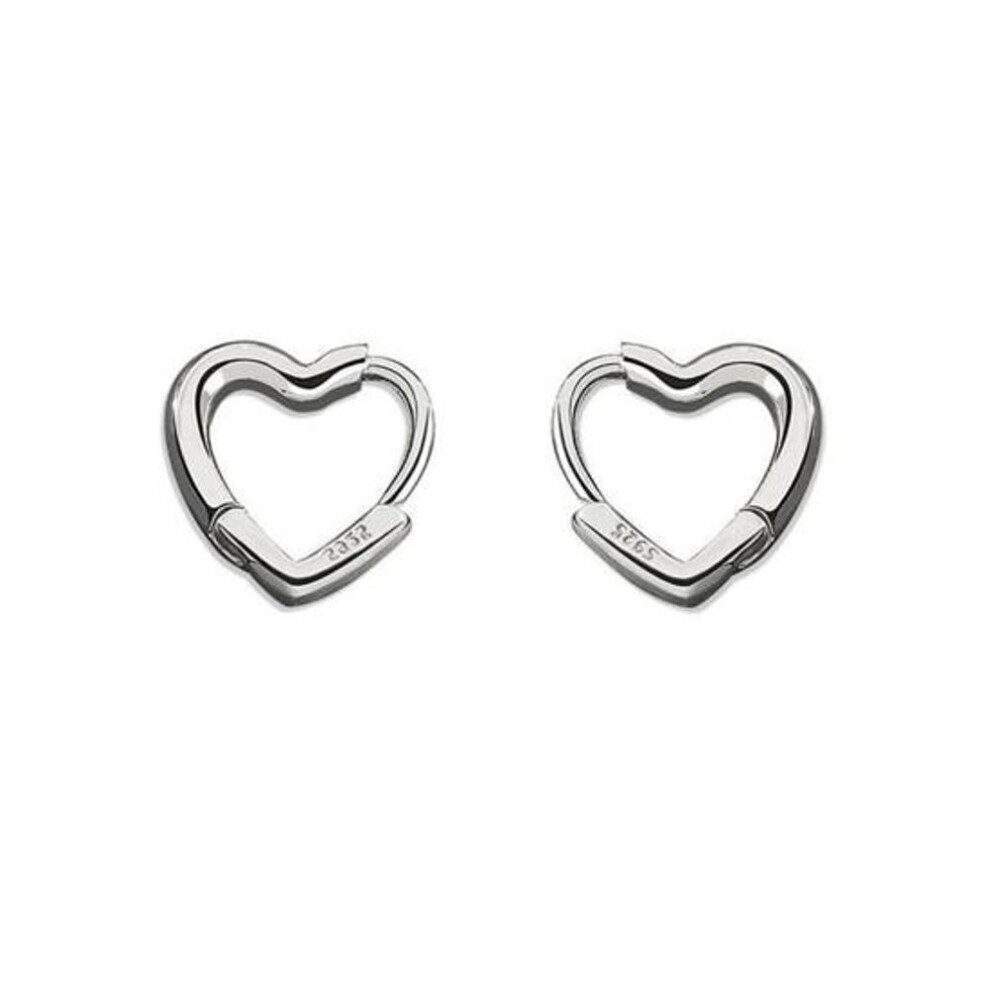 Maxpower (Silver) Earrings Heart Shape Decorating Full Luster Silver Color Simple Small Stud Earrings For Party