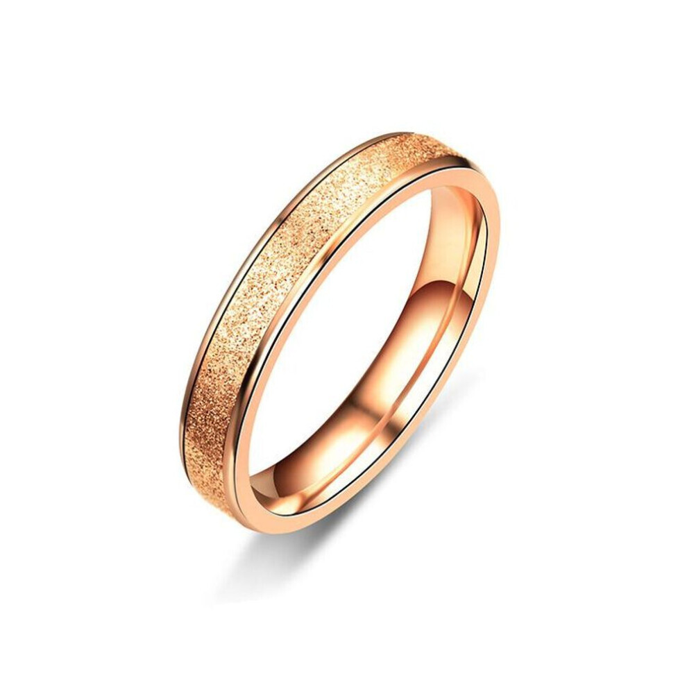 (rose gold, 7) Rose Gold Silver Color Stainless Steel Frosted Couple Rings For Women Men Titanium Steel Ring Lovers &apos;s Rings Wedding Jewelry