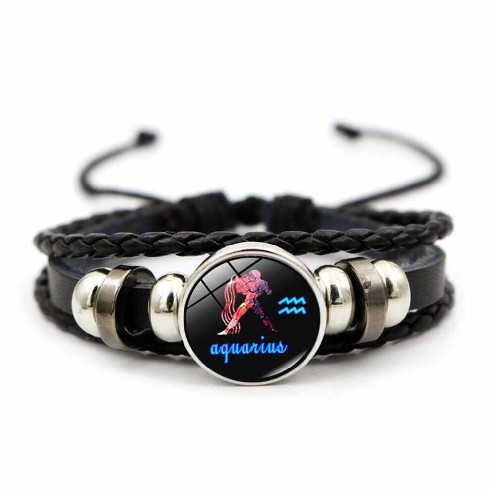 Maxpower (Aquarius) Constellation Horoscope 12 Zodiac Bangle Bracelet Couple Bracelet Jewelry Fashion Accessories