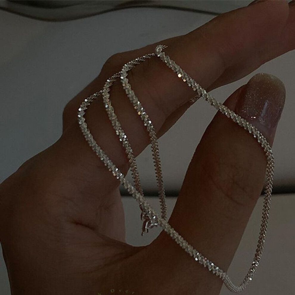 Maxpower (40Cm) Simple Color Choker Necklace Casual Necklace For Women Silver
