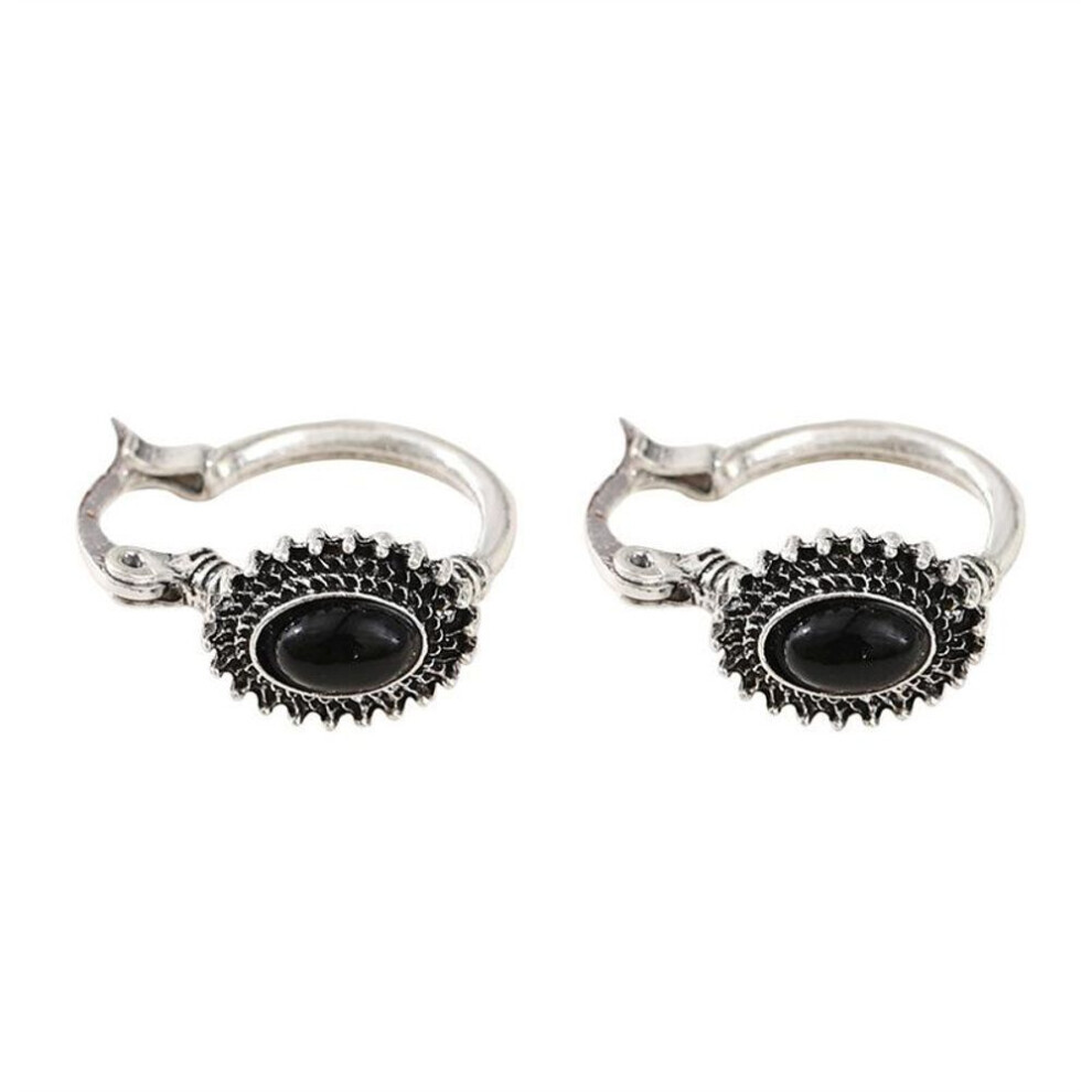 Maxpower (Black) Fashion Retro Turquoise Earrings Bohemian Antique Oval Earrings Green,Black