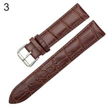 (brown, 18mm) Ladies Men And Women Pleasant Leather Watchband Buckle Belt Black Brown White