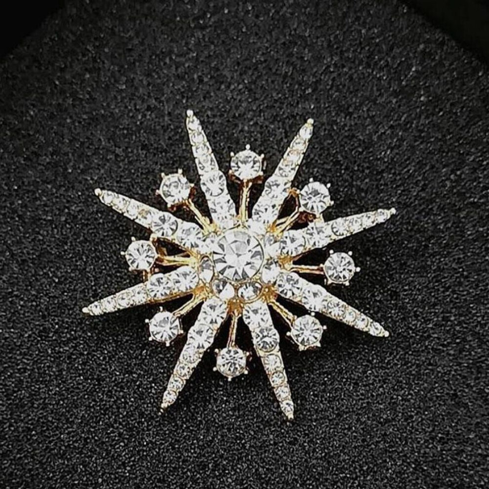 (gold) Luxury High Quality Rhinestone Star Brooch Crystal Corsage Suit Coat Badge Lapel Pin For Men Women Clothing Accessories Jewelry