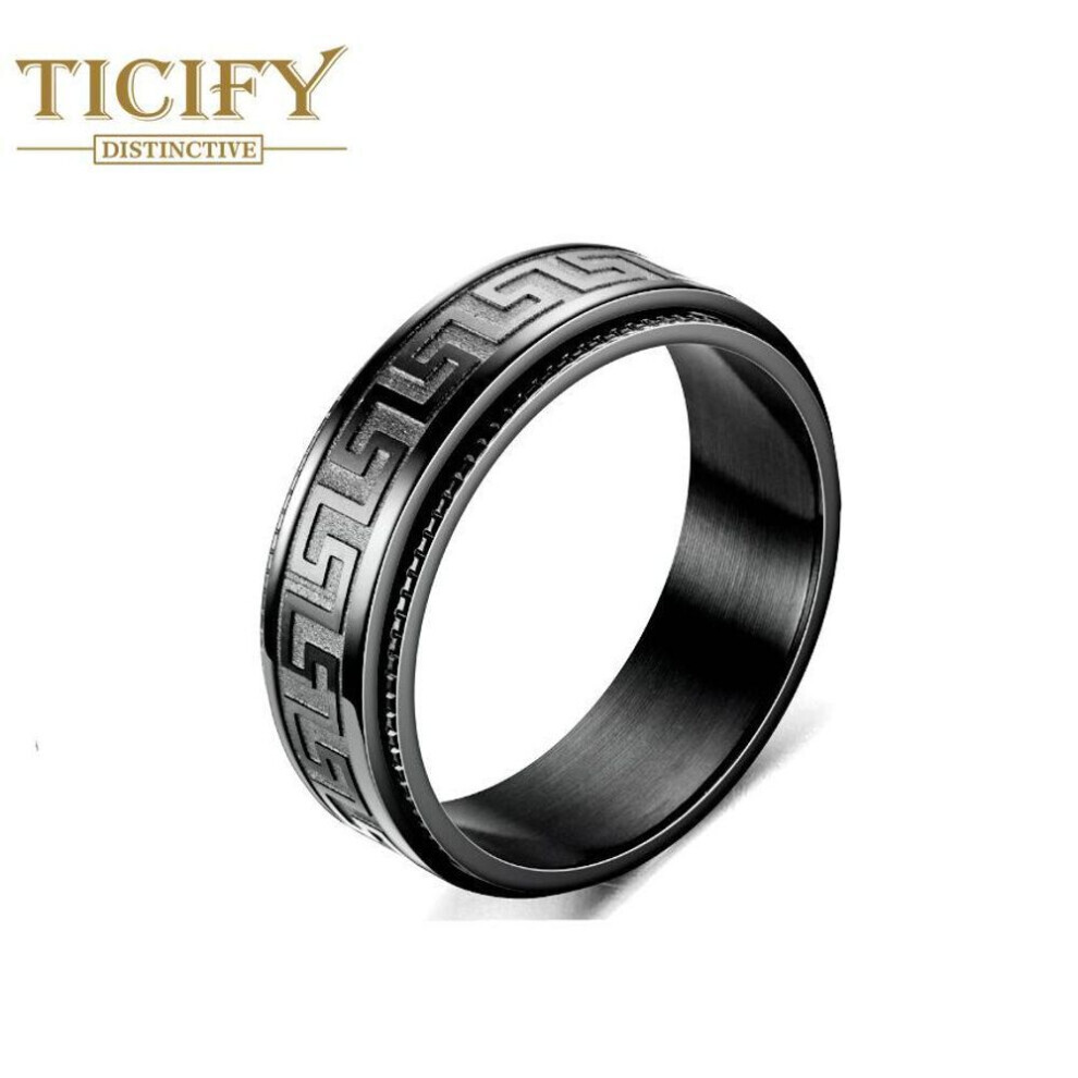 Maxpower (Black, 10) Titanium Steel Ring Male Decompression Resistance Rotation Rotation Ring Fashion Couple Ring Jewelry