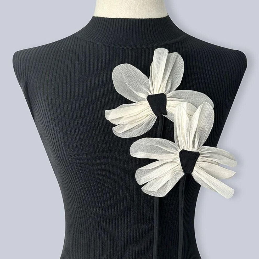 (apricot) 2pcs Handmade Collar Flower 13cm Lapel Pins Jewelry Accessories Flower Brooch Pins  Wedding Party