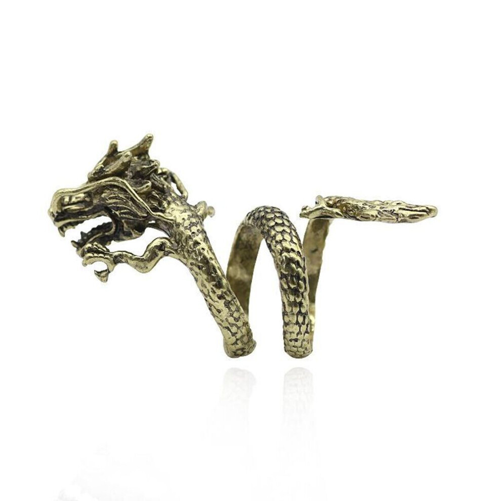 (bronze) Dragon Ring Male Open Personality Single Trendy Male Index Finger Ring Female Trendy Students Retro Style Dragon Ring