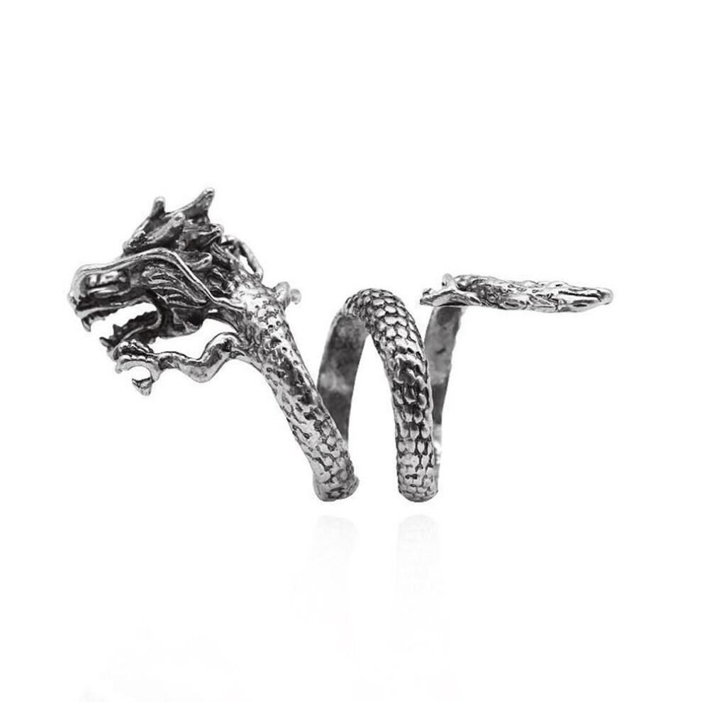 Maxpower (Silver) Dragon Ring Male Open Personality Single Trendy Male Index Finger Ring Female Trendy Students Retro Style Dragon Ring Silver