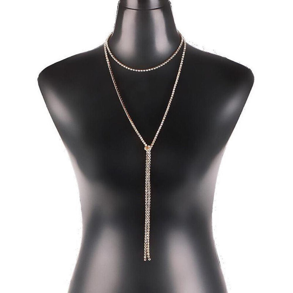 (gold) Yousheng Wedding Party Club Women&apos;s Sexy Necklace Choker Shiny Rhinestone Jewelry Gift