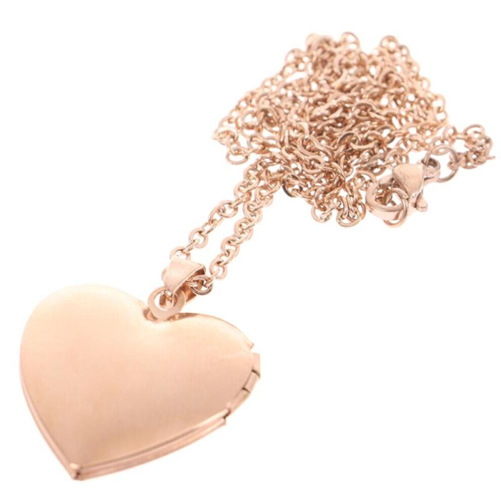 (rose gold) Love Heart Locket Pendants For Women Men Openable Po Frame Picture Necklace